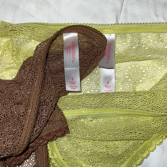 NWOT 2 Pack Xhilaration Lace Boy Cut Undies Size Small Brown & Neon Yellow - Picture 5 of 5